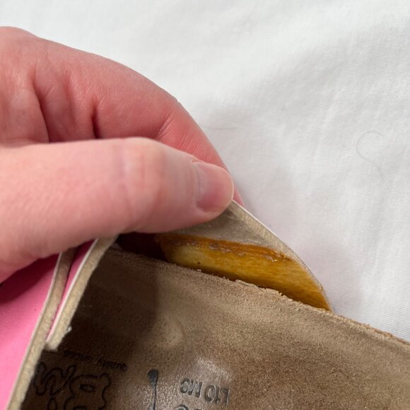 Birkis by Birkenstock Pink Leather Footbed Sandals 41 EU 10 US Narrow - Picture 6 of 7